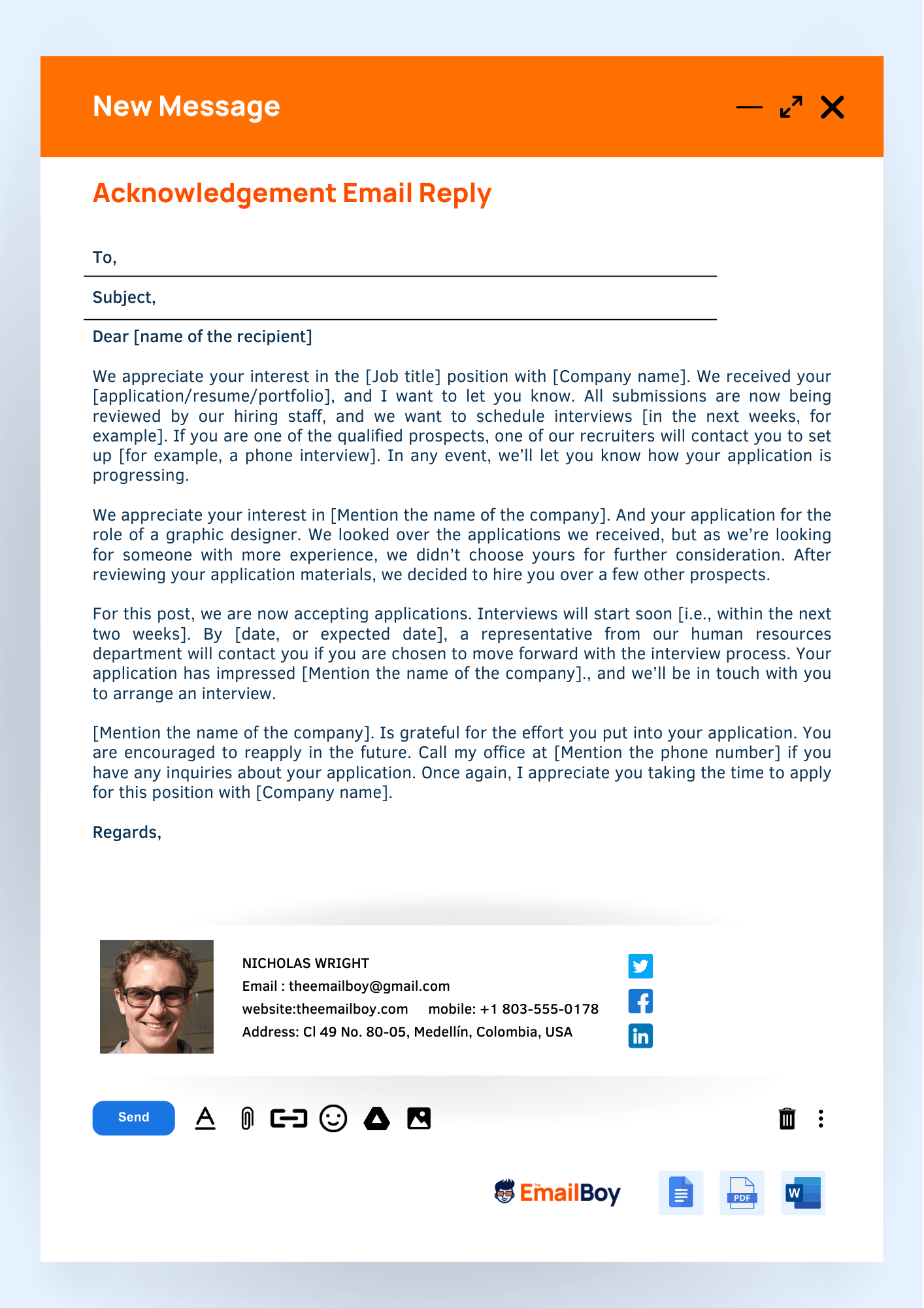 acknowledgement email reply sample