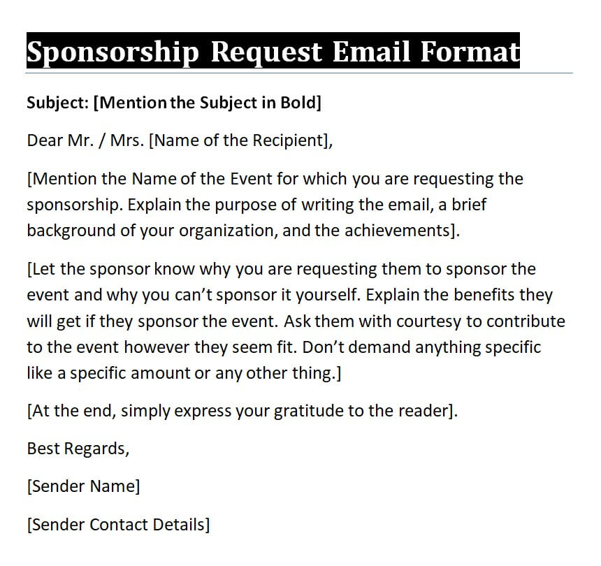 ask for sponsorship email