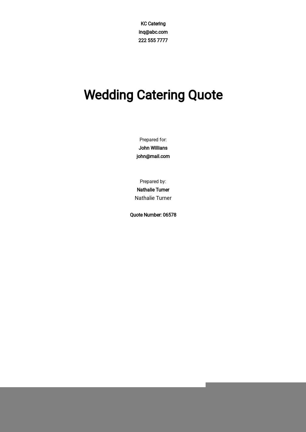 catering quotes for wedding