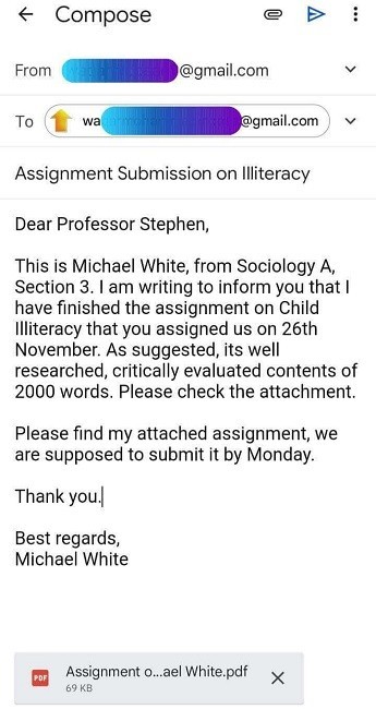 email for assignment submission