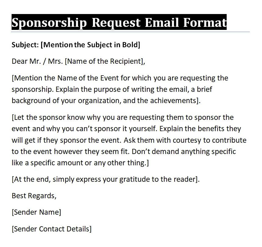 email template for sponsorship