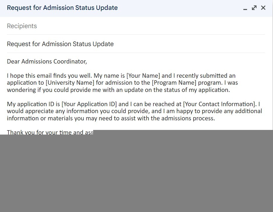 how to write an email to a university