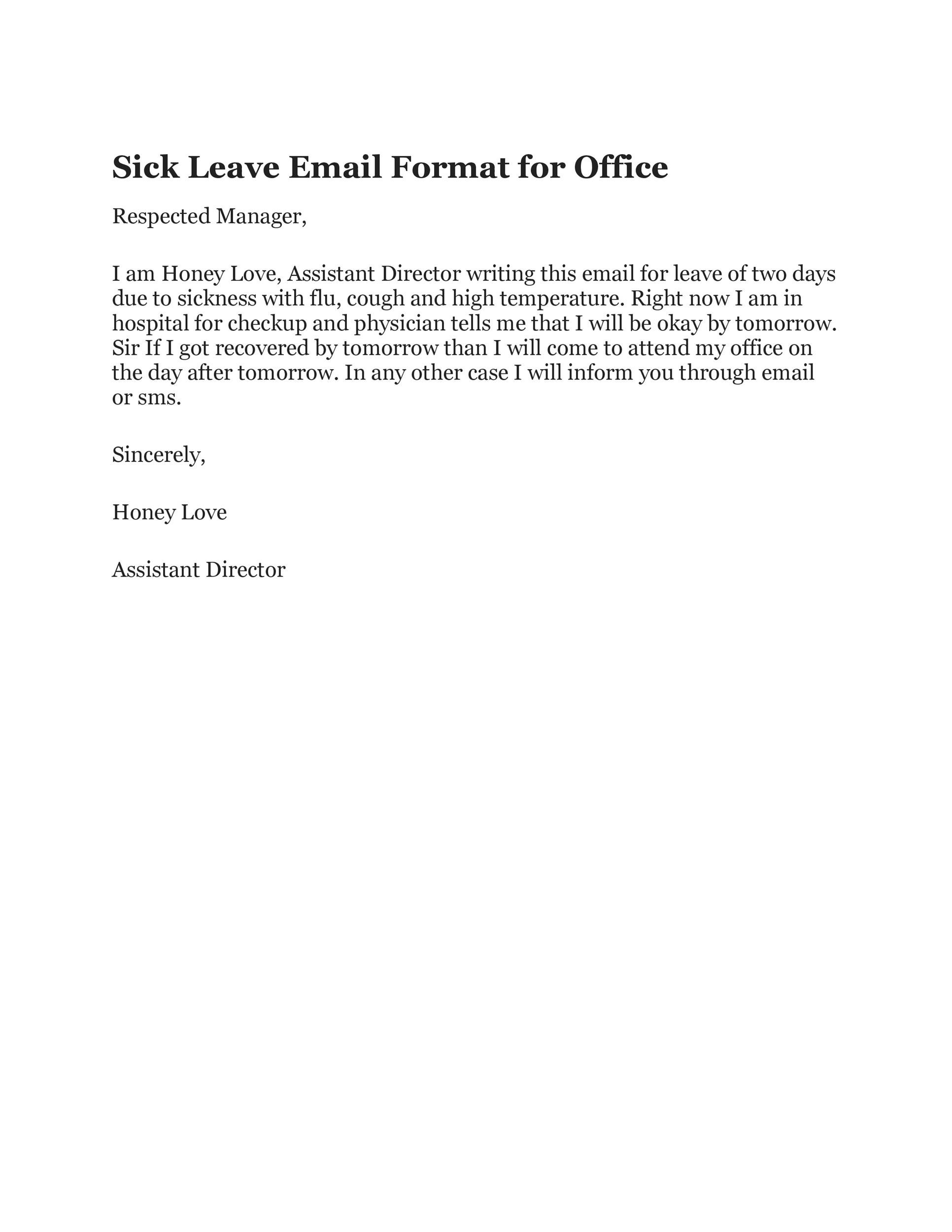 how to write sick leave message