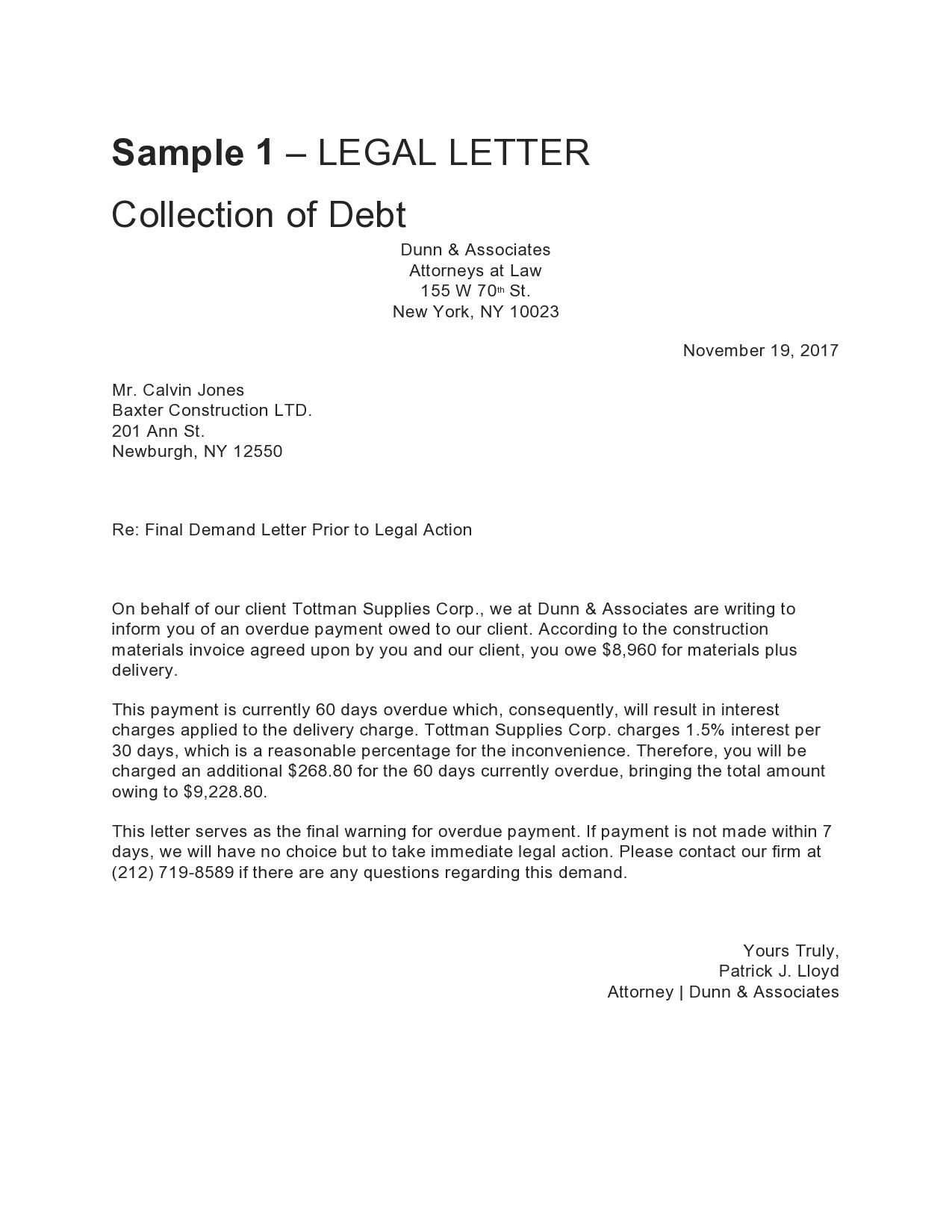 lawyer email to client sample
