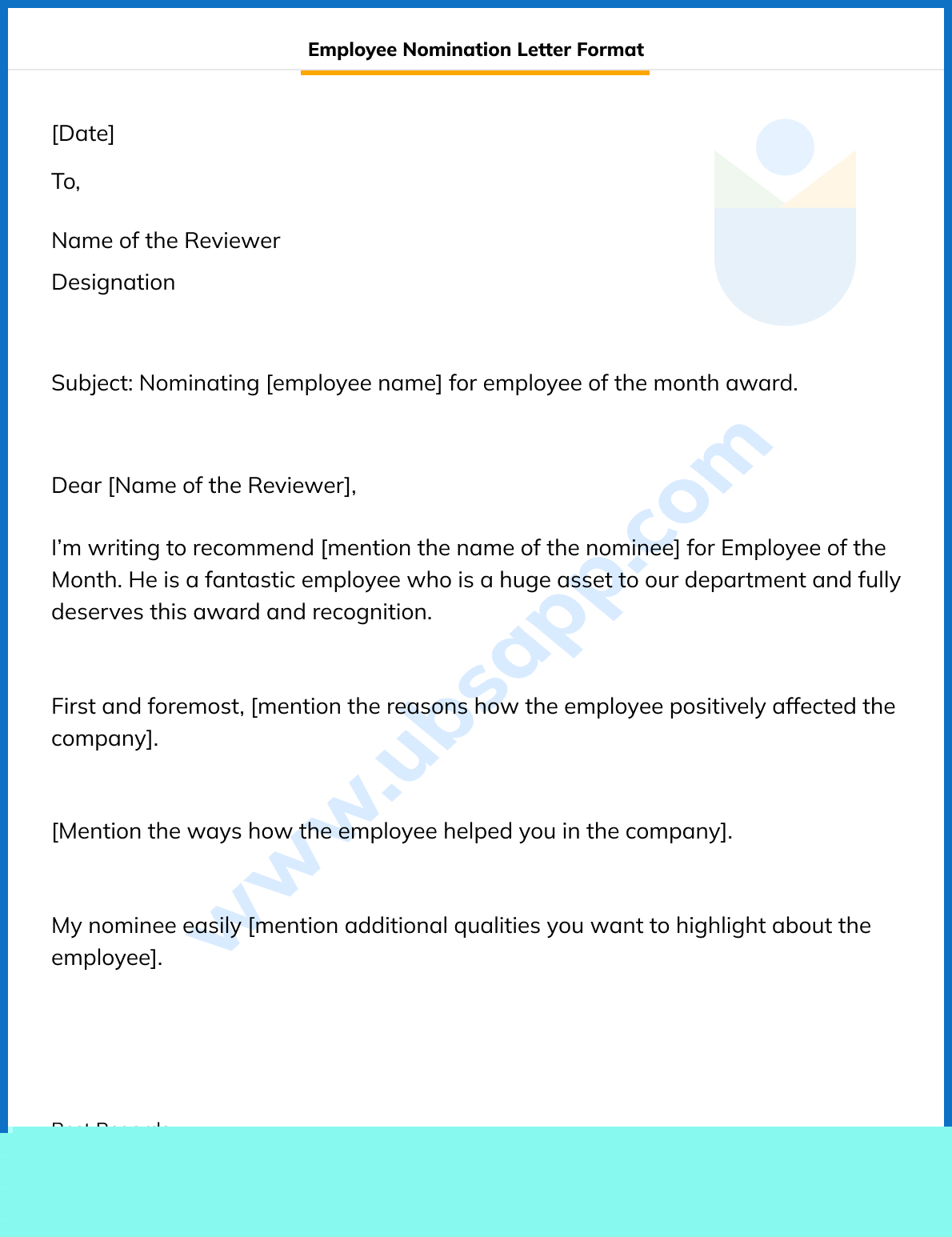 letter of nomination sample