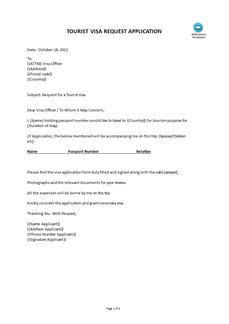 letter to visa officer