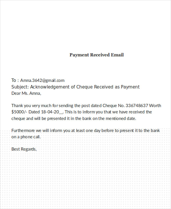 payment has been made email sample