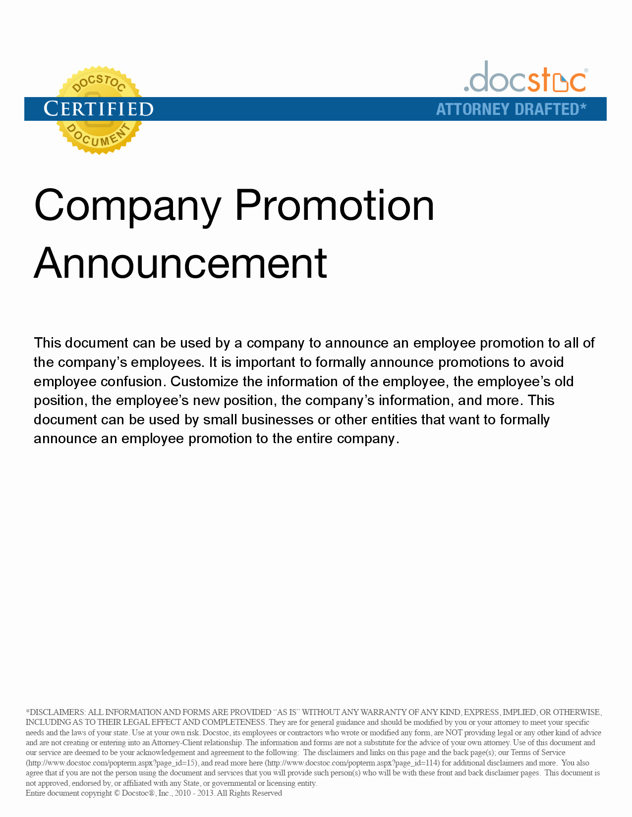 promotion announcement examples