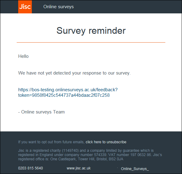 reminder email template for survey