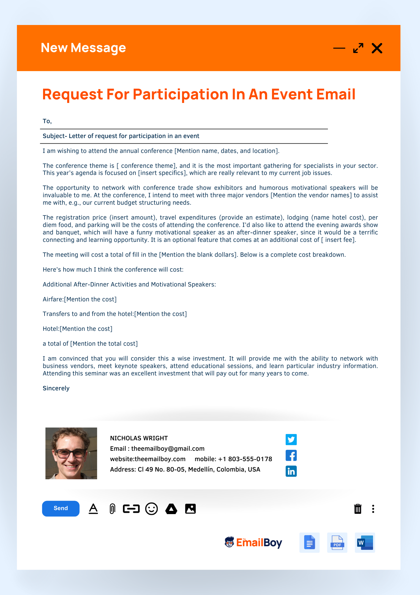 request for participation in an event email