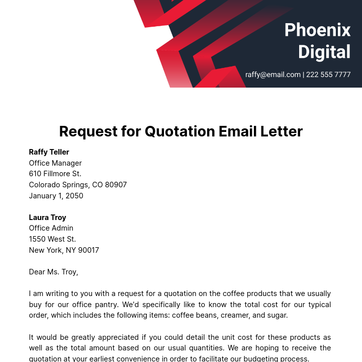 request for quotation email