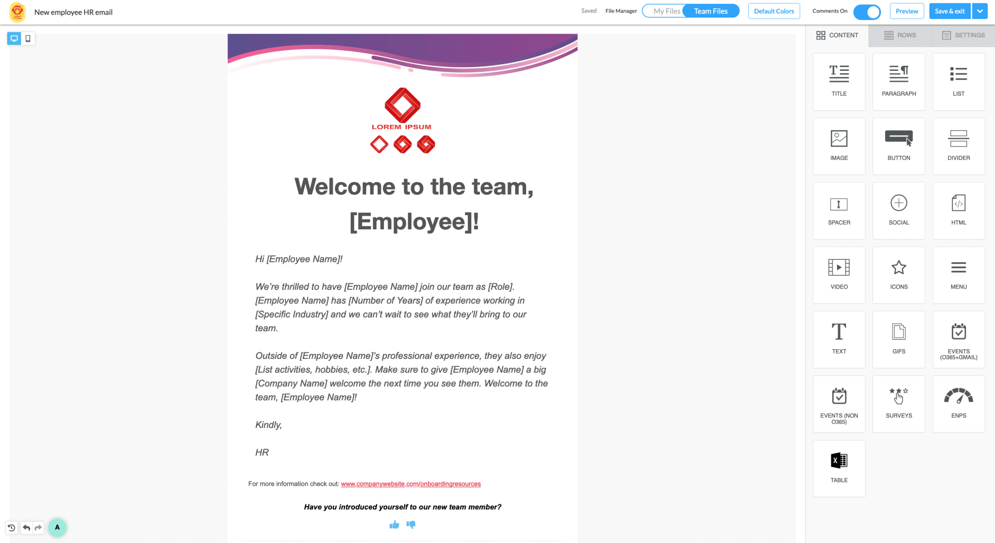 sample email for sending documents to hr
