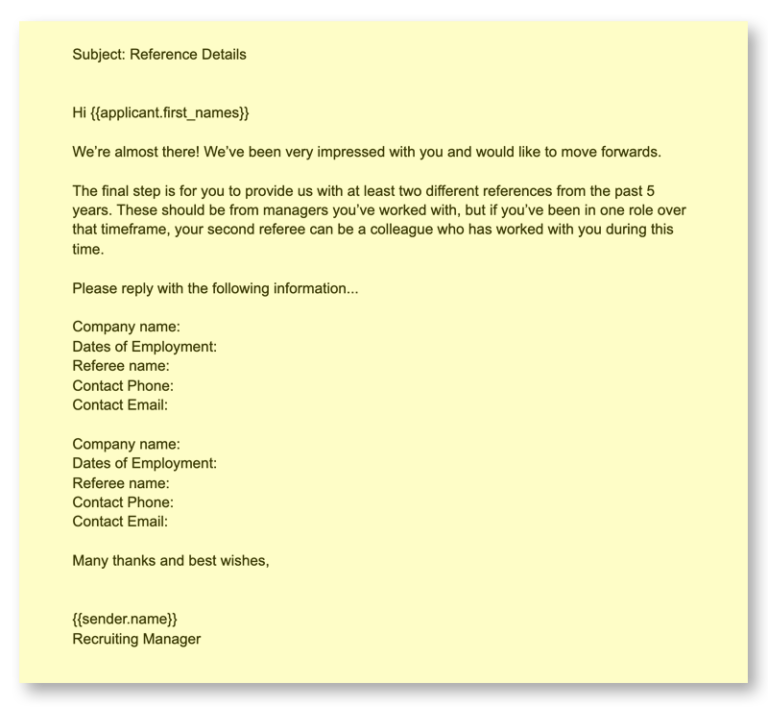 sample email for sending requirements
