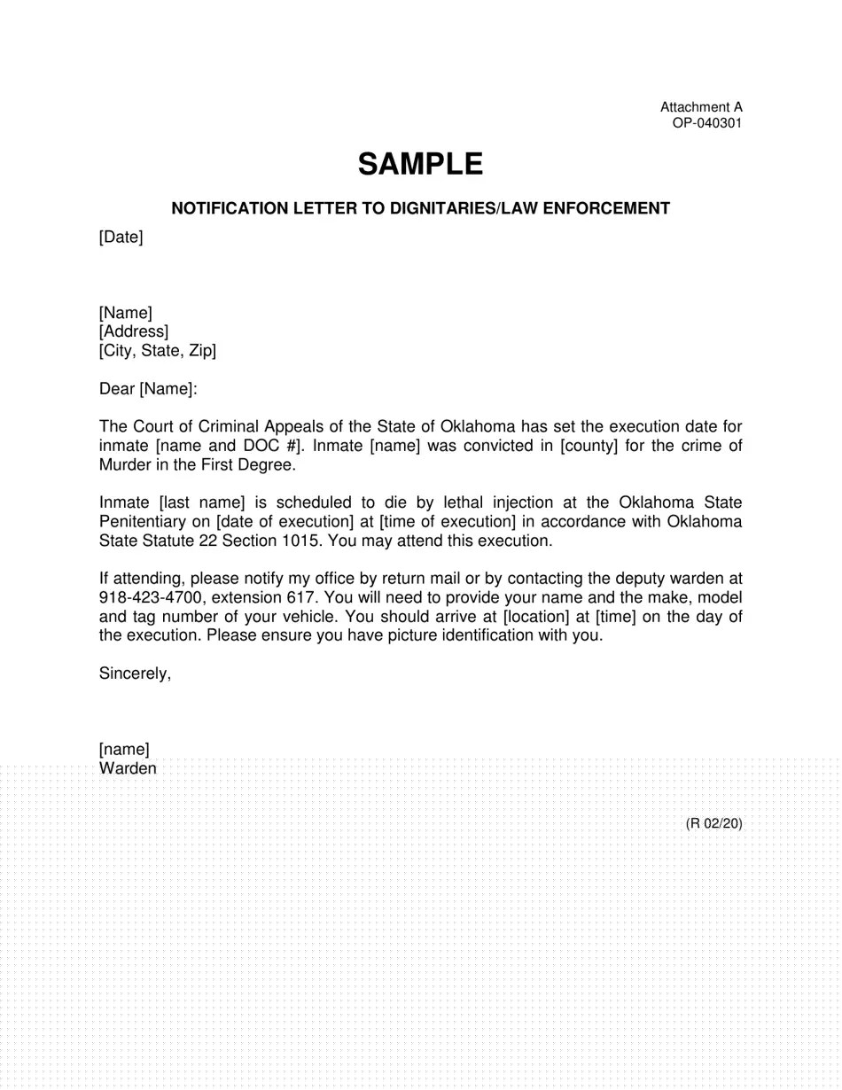 sample letter with attached documents