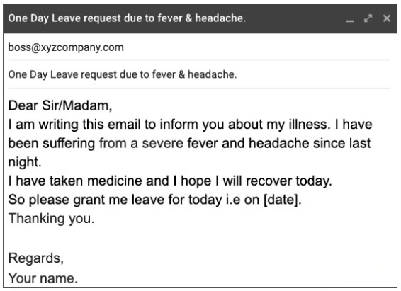 sick email to boss