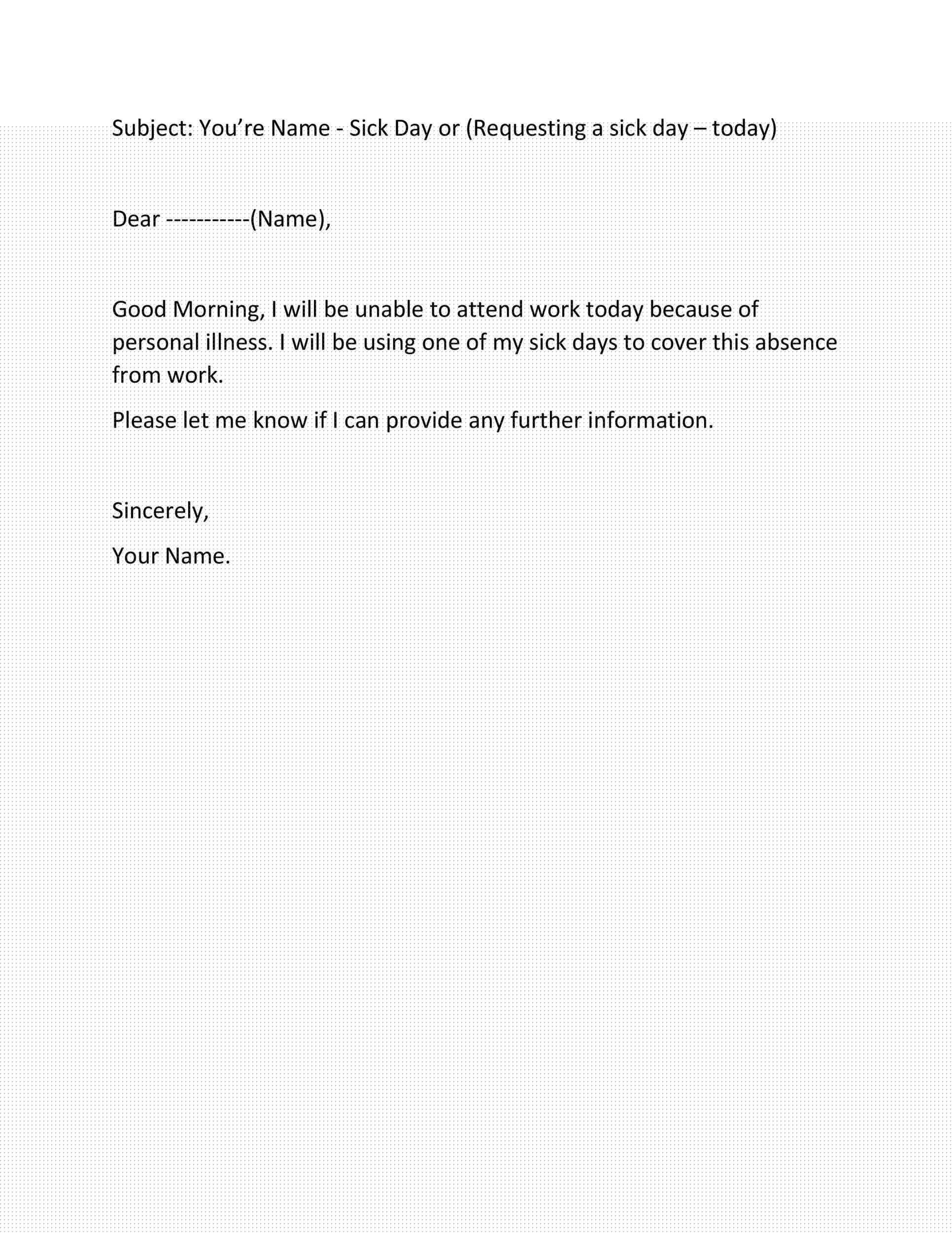 sick email to teacher
