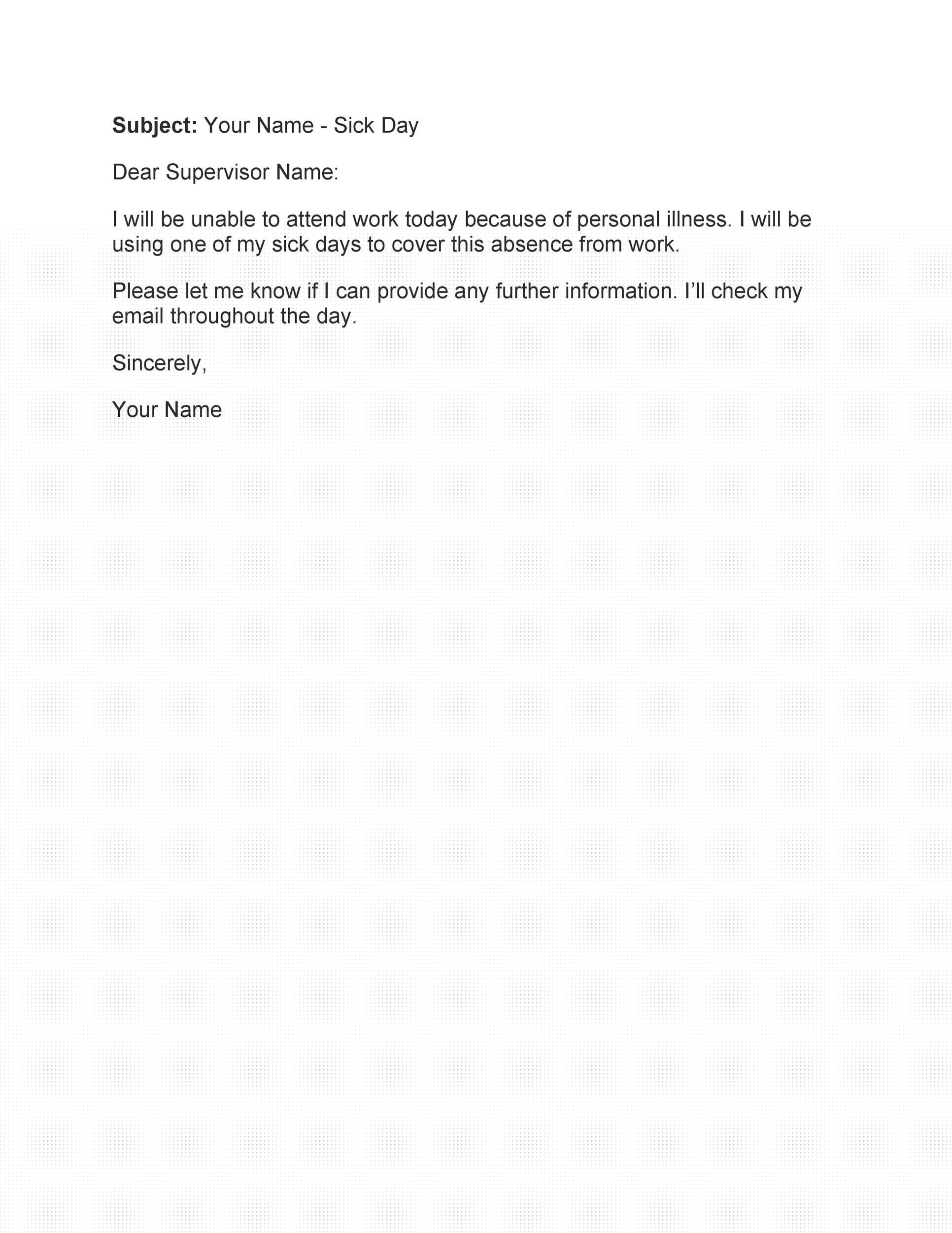 sick leave sample email