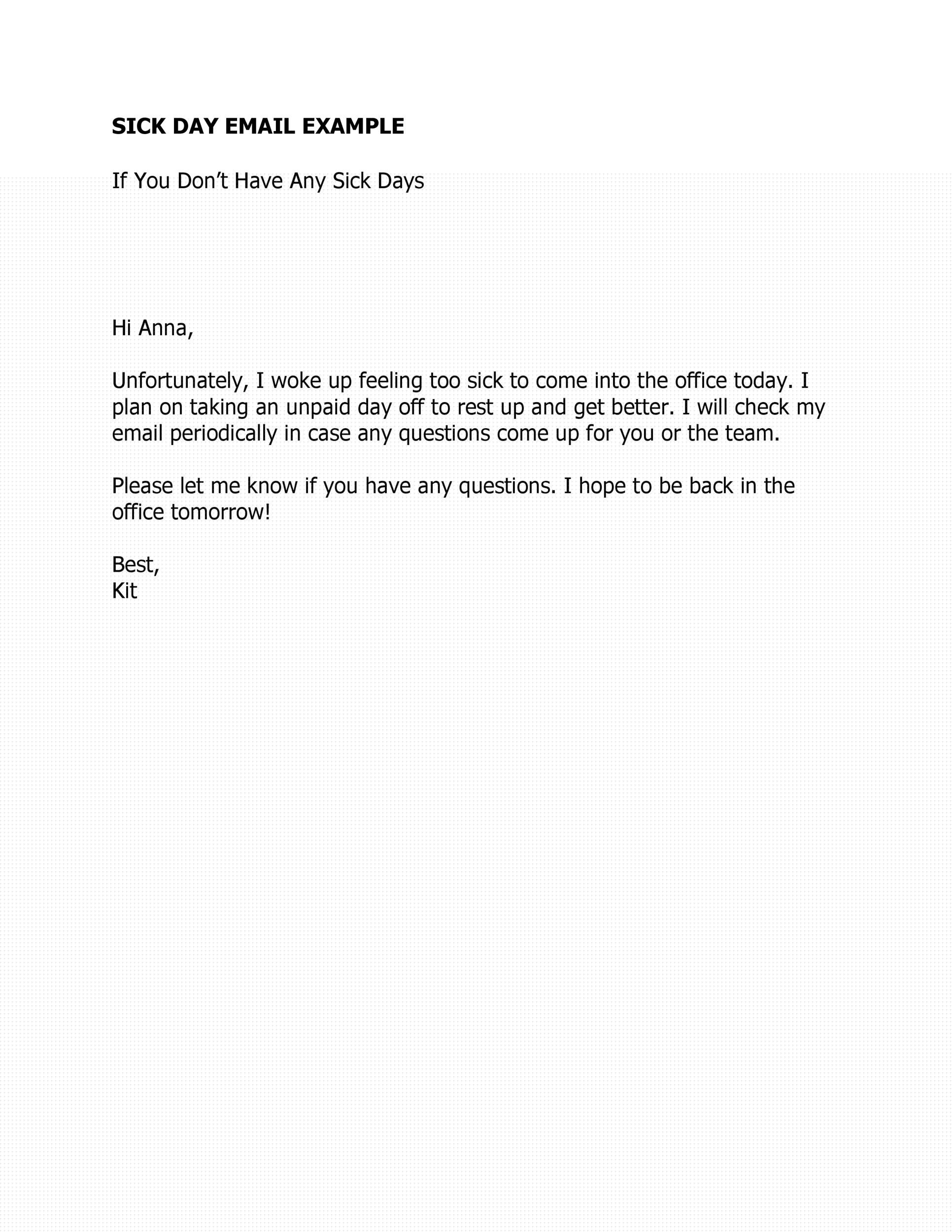 sick note email