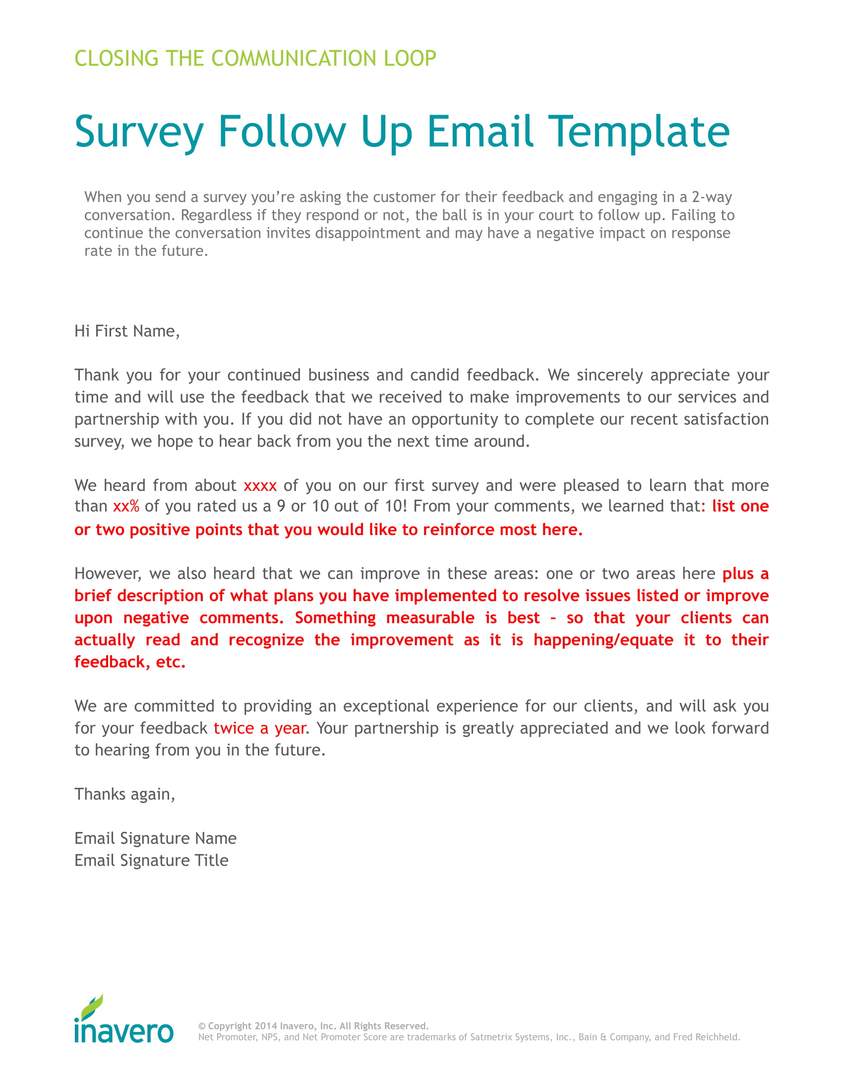 survey follow up email