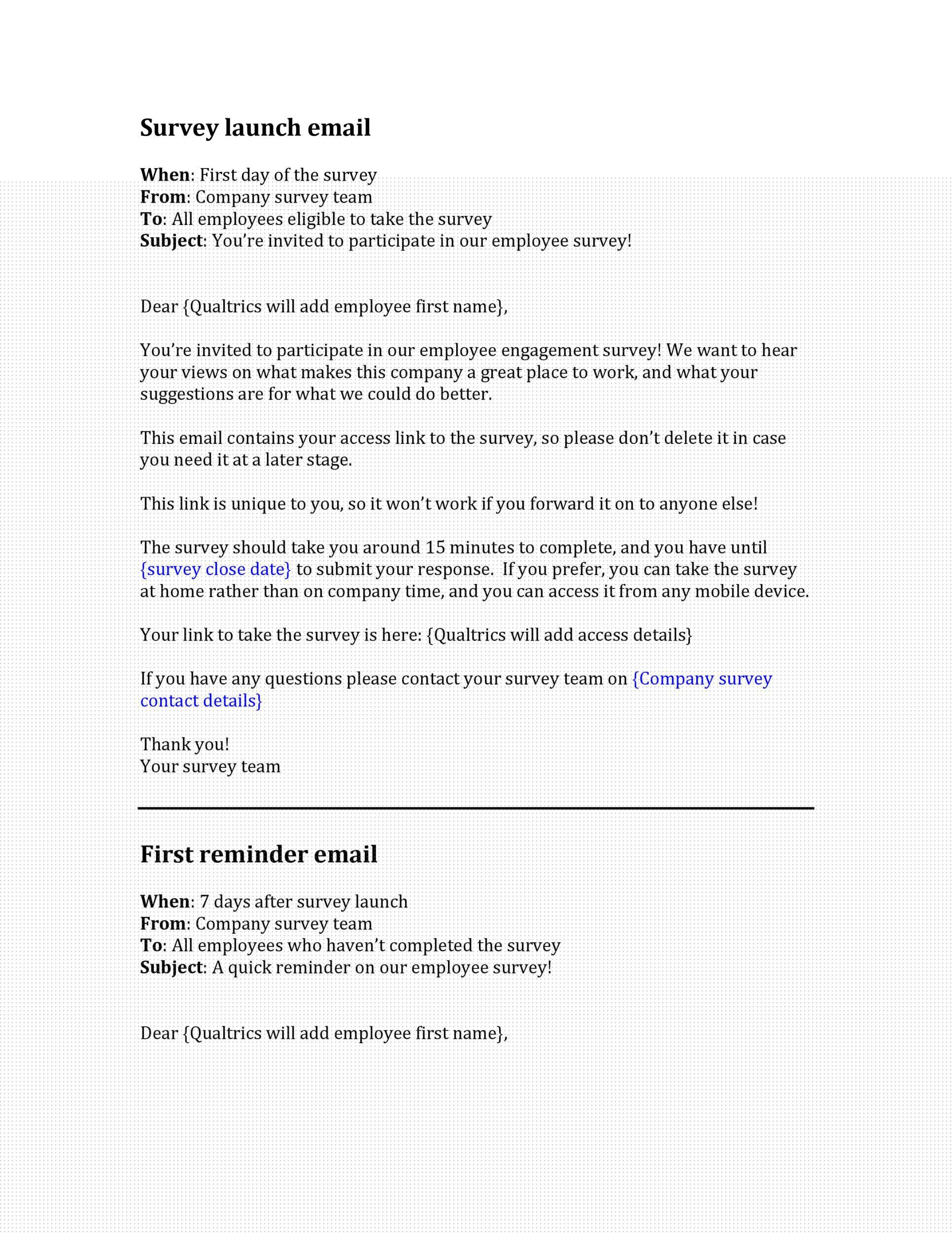 survey reminder email sample