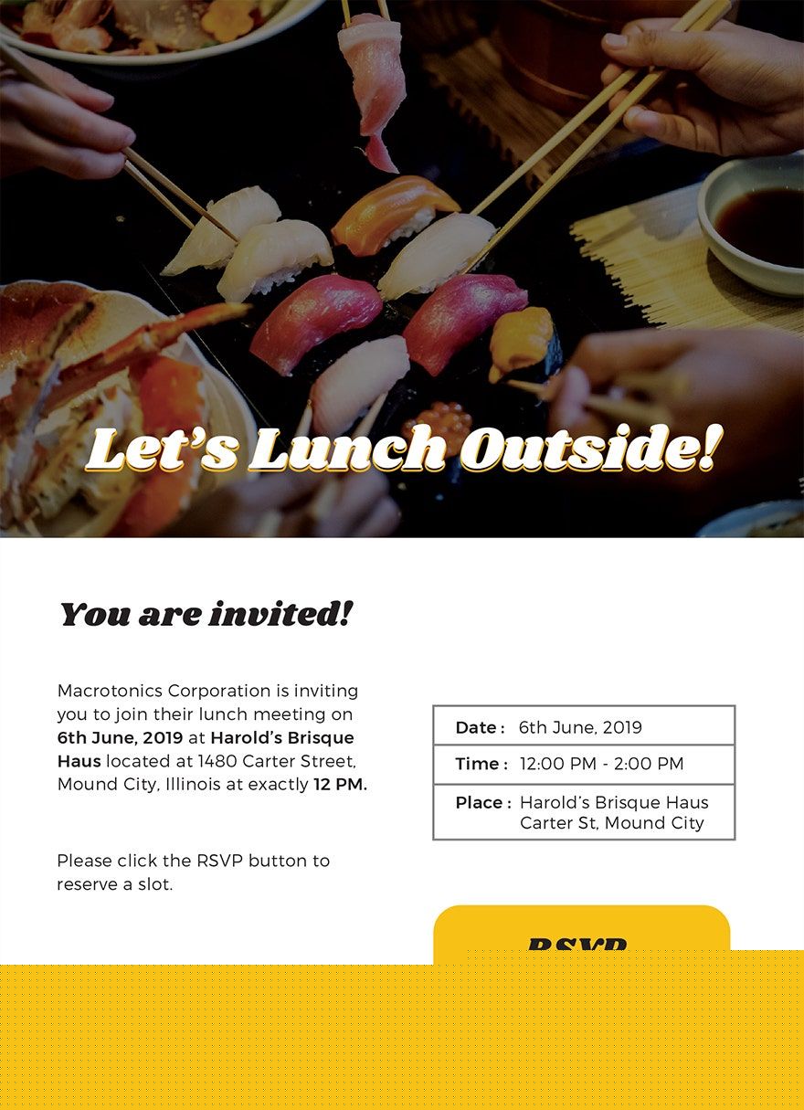 team lunch invitation email to colleagues