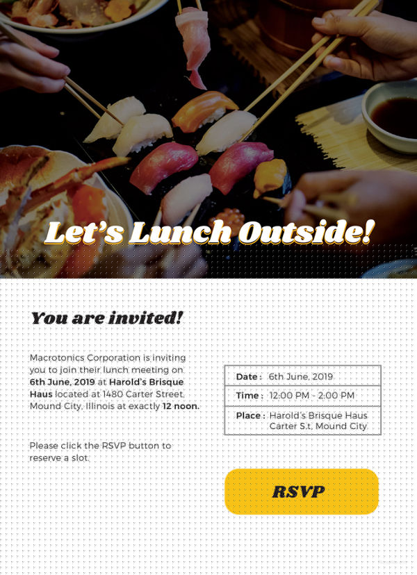 team lunch invitation email