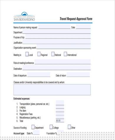 travel approval request