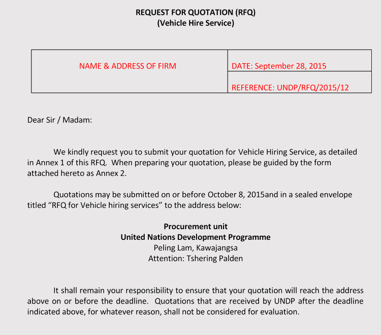 urgent request for quotation email